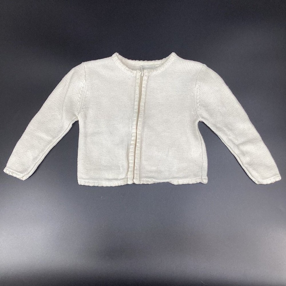 FIELD GEAR Kids Sz 3T Cotton Wool Angora Rabbit Ivory Knit Sweater Cardigan Zip